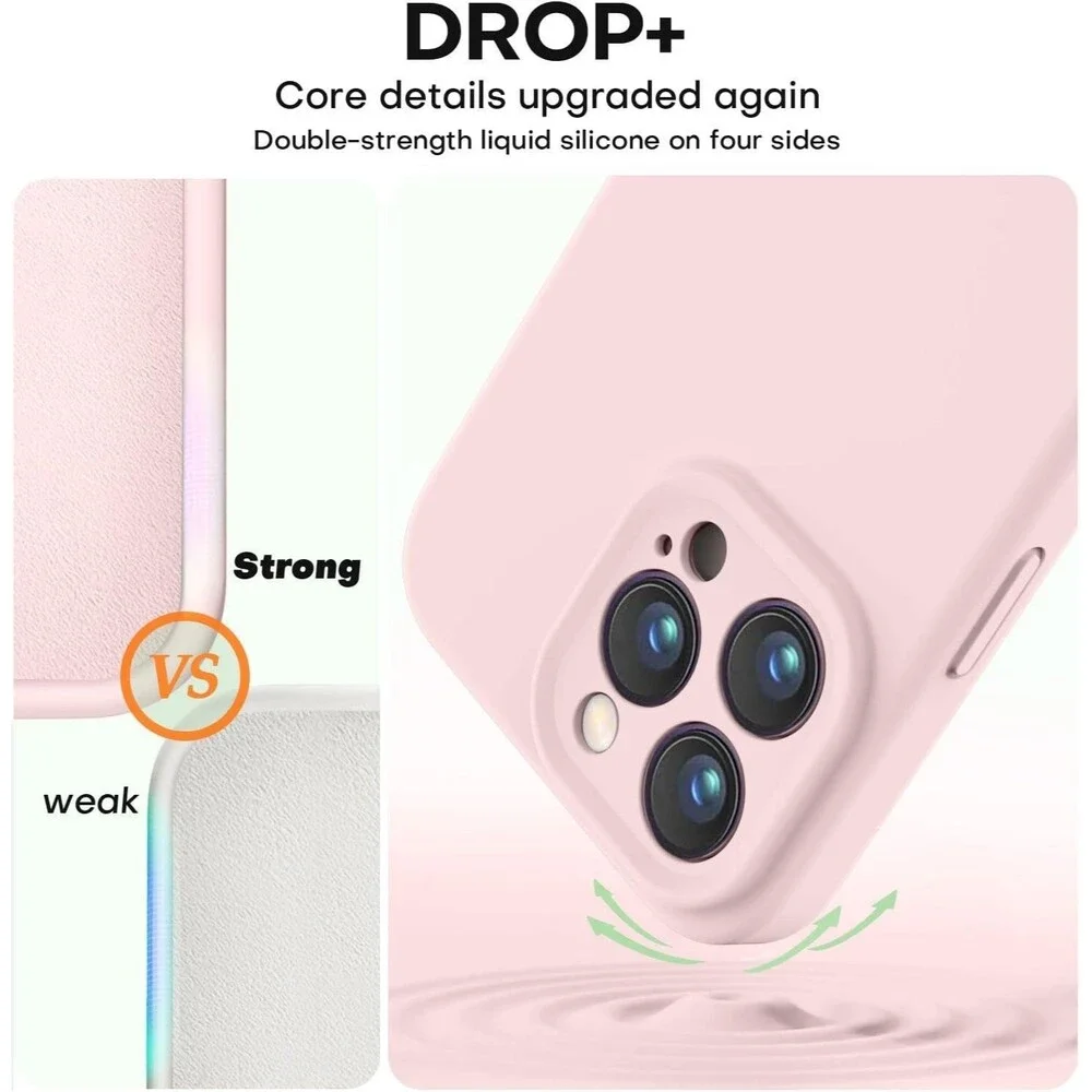 iPhone 15 Pro Max Silicone Case - Chalk Pink - Microfiber Lining - Shockproof